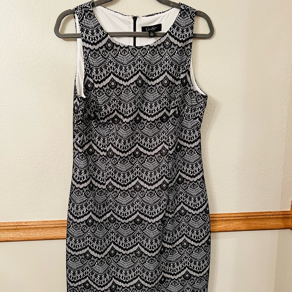 JESSICA SIMPSON BLACK & WHITE LACE MID-LENGTH DRESS ✨ size: 12, color: B&W ⚫️⚪️